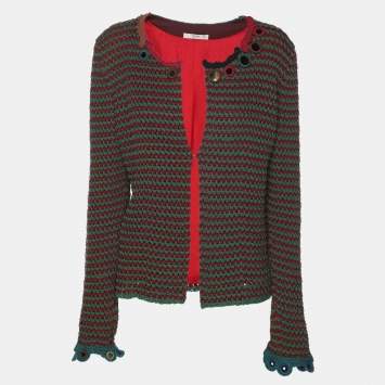 Prada Green/Burgundy Tweed Mirror Jacket M