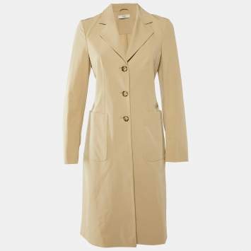 Prada Light Brown technical Jersey Button Front Coat M