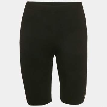 Pre Owned Prada Black Wool Blend Jersey Fitted Bermuda Shorts XS