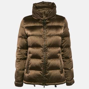 Pre Owned Prada Green Nylon Quilted Down Jacket M