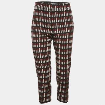 Prada Black Lipstick Print Wool Capri Pants S
