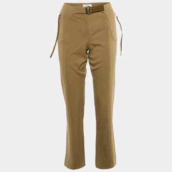 Prada Khaki Brown Wool High Waist Trousers M