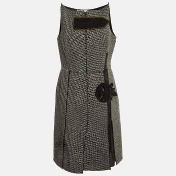 Prada Vintage Black Wool & Mohair Sleeveless Midi Dress L
