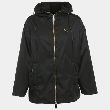 Prada Black Re - Nylon Triangle Logo Plaque Blouson Jacket S