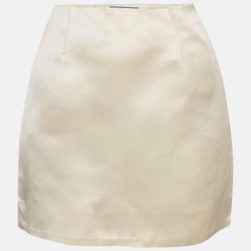 مملوكة مسبقًا Prada Cream Satin Mini Skirt S