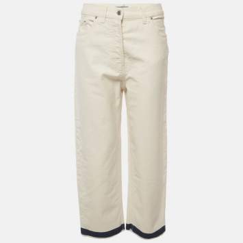 Pre Owned Prada Cream Denim Straight Fit Jeans S/Waist 27"