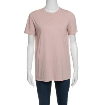 Pre Owned Prada Peach Cotton Jersey Short Sleeve Crew Neck T-Shirt S