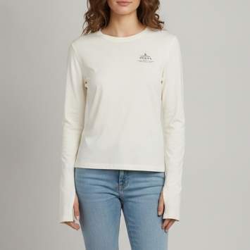 Pre Owned Prada Cream Logo Graphic Distressed Jersey Long Sleeved T-Shirt S