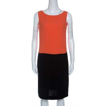Pre Owned Prada Colorblock Crepe Sleeveless Midi Dress M