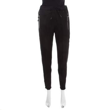 Pre Owned Prada Black Satin Drawstring Detail Jogger Pants S