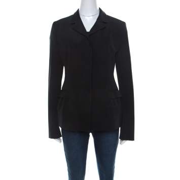 Pre Owned Prada Black Techno Stretch Knit Classic Fit Tailored Jacket M 