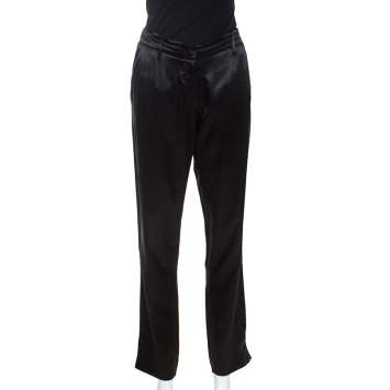 Pre Owned Prada Black Silk Blend Tapered Trousers S 