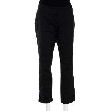 Pre Owned Prada Black Lurex Cotton Blend Cropped Trousers L