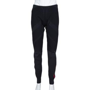 Pre Owned Prada Black Geometric Motif Technical Leggings M