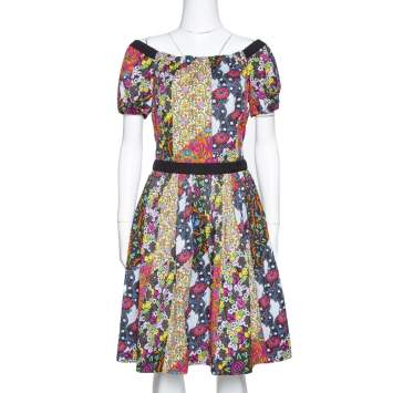 Pre Owned  Prada X Holiday & Brown Multicolor Floral Print Cotton Flared Dress M
