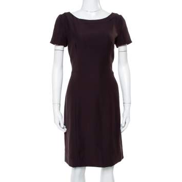 Pre Owned Prada Raisin Sateen Short Sleeve Sheath Dress M