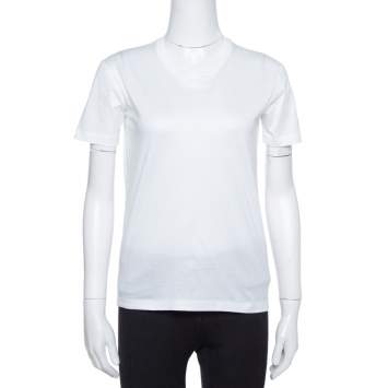 Pre Owned Prada White Cotton Jersey Crew Neck T-Shirt S