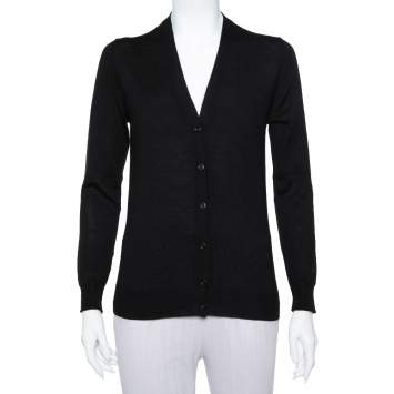 Pre Owned Prada Black Wool Button Front Cardigan XS