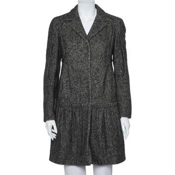 Pre Owned Prada Black Wool & Cashmere Mid Length Coat M