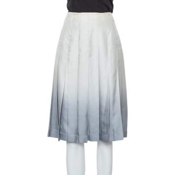مملوكة مسبقًا Prada Grey Silk Ombre Effect Pleated Knee Length Skirt S