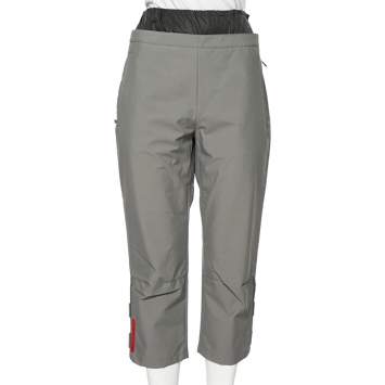 Pre Owned Prada Sports Grey Synthetic Waist Insert Detail Trousers M