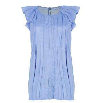 Pre Owned Prada Light Blue Pleated Detail Top XL