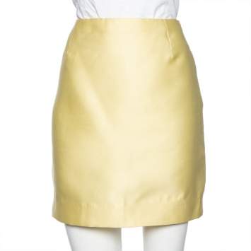 مملوكة مسبقًا Prada Yellow Silk Mini Skirt M