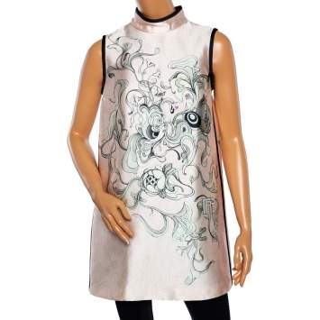 مملوكة مسبقًا Prada Pale Pink Floral Printed Silk Sleeveless Top S