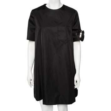 Pre Owned Prada Black Re-Nylon Shift Dress M