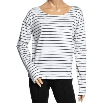 Pre Owned Prada White & Blue Striped Cotton Long Sleeve T-Shirt L