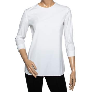 Pre Owned Prada White Cotton Round Neck Shirt M 