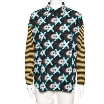 مملوكة مسبقًا Prada Multicolor Cotton Printed Pocket Detail Button Front Shirt M 