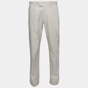 Pre Owned Prada Cream Cotton Trousers Waist 36