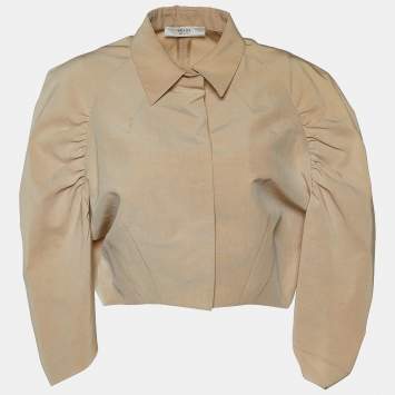Pre Owned Prada Beige Cotton & Silk Cropped Jacket S