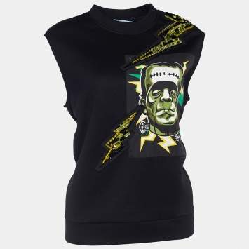 Prada Black Knit Frankenstein Print Vest Top XS