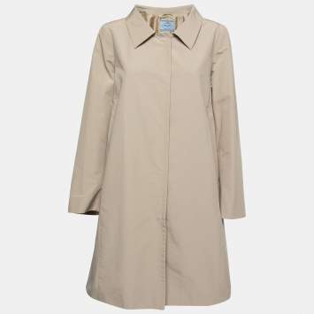 مملوكة مسبقًا Prada Beige Cotton Button Detail Belted Trench Coat M