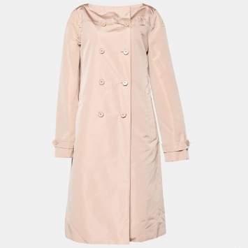 مملوكة مسبقًا Prada Light Pink Silk Double Breasted Trench Coat M