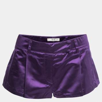 Pre Owned Prada Vintage Purple Satin Mini Shorts S