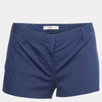 Pre Owned Prada Vintage Navy Blue Stretch Cotton Mini Shorts M
