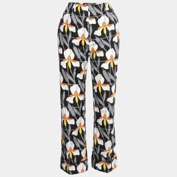 Pre Owned Prada Multicolor Printed Cotton Wide-Leg Trousers S