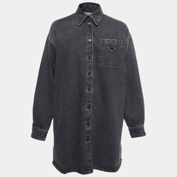 Pre Owned Prada Grey Denim Button Down Jacket XS
