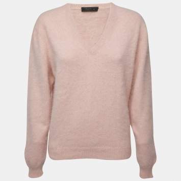 Pre Owned Prada Light Pink Wool V-Neck Sweater L