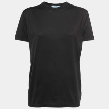 Pre Owned Prada Black Cotton Crew Neck T-Shirt L