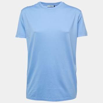Pre Owned Prada Blue Cotton Crew Neck T-Shirt L