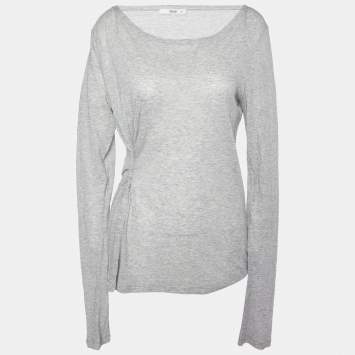 Pre Owned Prada Grey Cotton Knit Long Sleeve T-Shirt XL