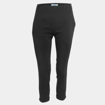Pre Owned Prada Black Crepe Tapered Trousers S
