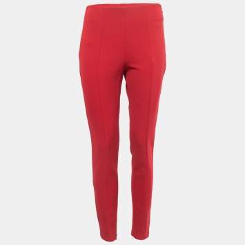 Prada Red Stretch Knit Tapered Leg Trousers M
