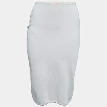 Pre Owned Prada Light Pink Knit Elasticated Waist Pencil Skirt S