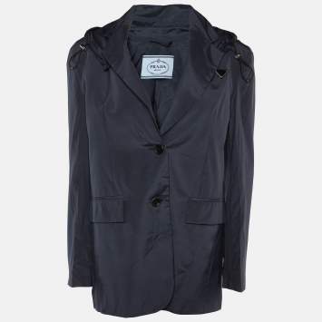 Pre Owned Prada Navy Blue Silk Technical Blazer Jacket S
