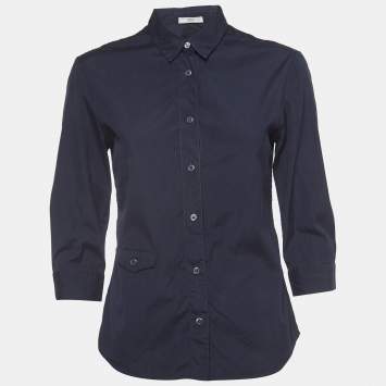 Pre Owned Prada Navy Blue Cotton Button Front Shirt S